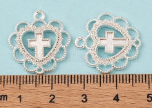 Load image into Gallery viewer, Alloy Metal Lacework Heart/Cross Pendants (3 pieces per order)