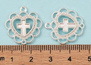 Alloy Metal Lacework Heart/Cross Pendants (3 pieces per order)