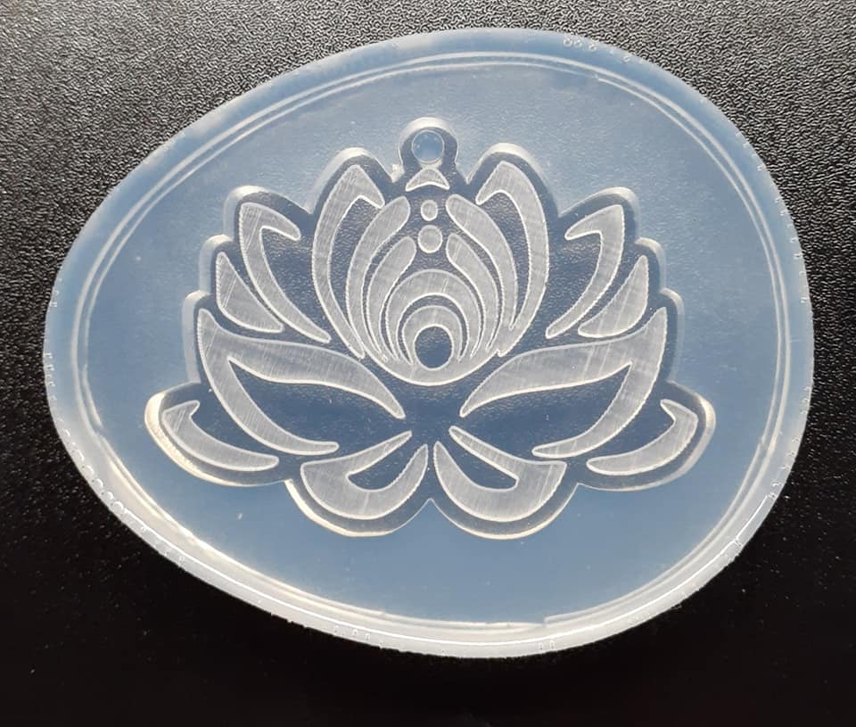 2.5 x 2 Etched Small Lotus Flower Mold Made w/Crystal Clear Platinum Silicone