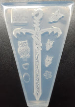 Load image into Gallery viewer, Etched Sword Mold Made w/Crystal Clear Platinum Silicone