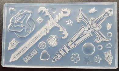 Etched Sword and Dagger Pallet Mold made with Crystal Clear Platinum Silicone
