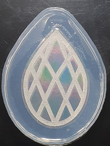 Holographic Etched Short Teardrop Shape Mold Made w/Crystal Clear Platinum Silicone 1/8 of an inch thick