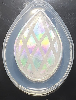 Holographic Etched Short Teardrop Shape Mold Made w/Crystal Clear Platinum Silicone 1/8 of an inch thick