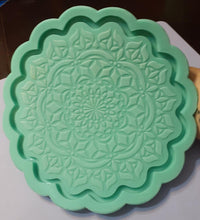 Load image into Gallery viewer, 8&quot; Etched Tray Mold Made w/Mold Star 15 Slow Platinum Silicone (blue/green)