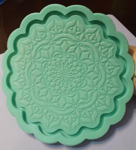 8" Etched Tray Mold Made w/Mold Star 15 Slow Platinum Silicone (blue/green)