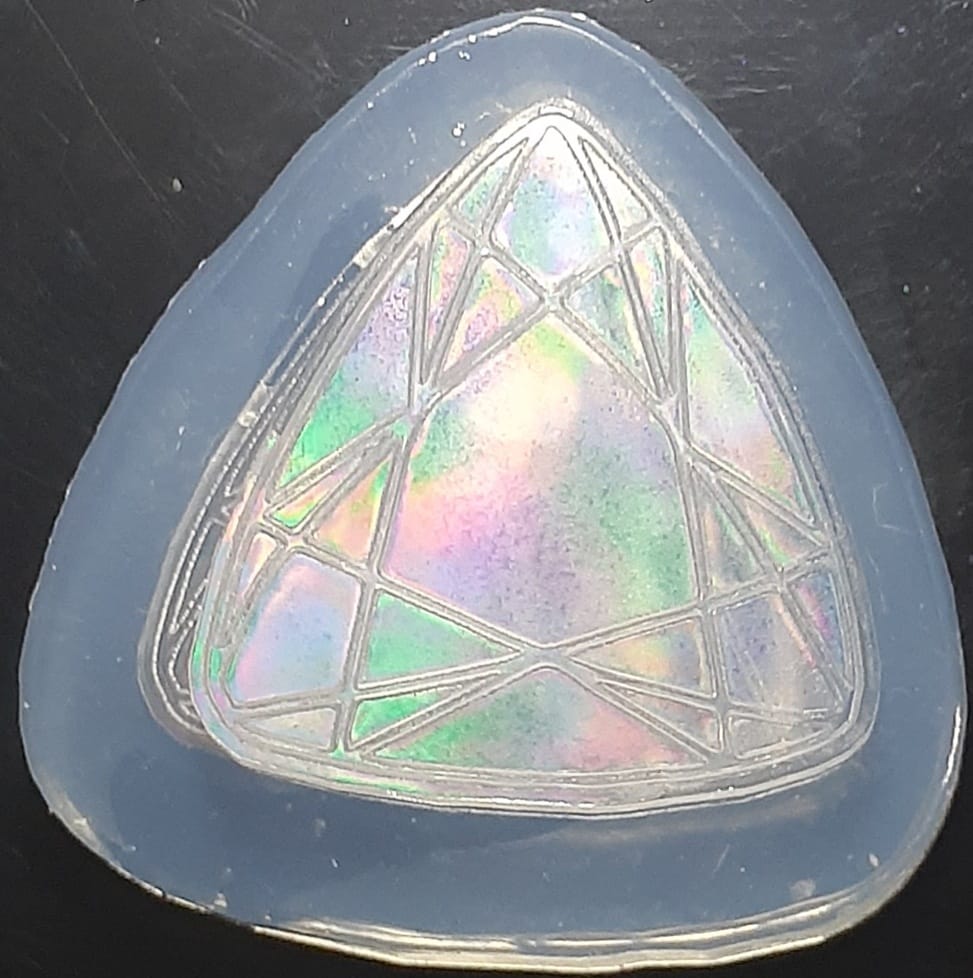 Holographic Etched Trapezoid Shape Mold Made w/Crystal Clear Platinum Silicone 1/8 of an inch thick